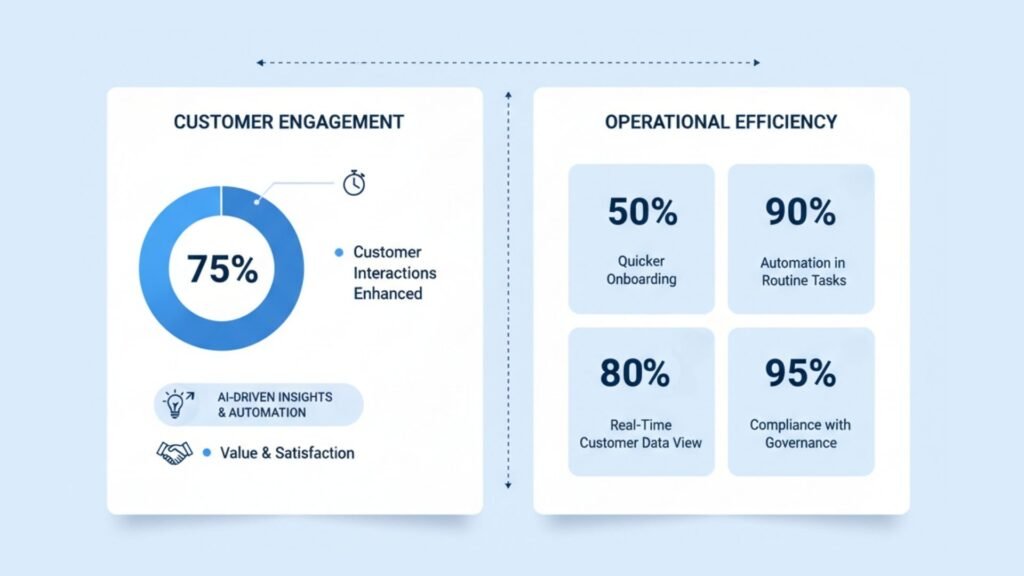 Dynamics 365 Contact Centre three pillars infographic showing Make Every Interaction Count, Elevate Team Impact, and Operate Smarter connected through Copilot and AI Agents